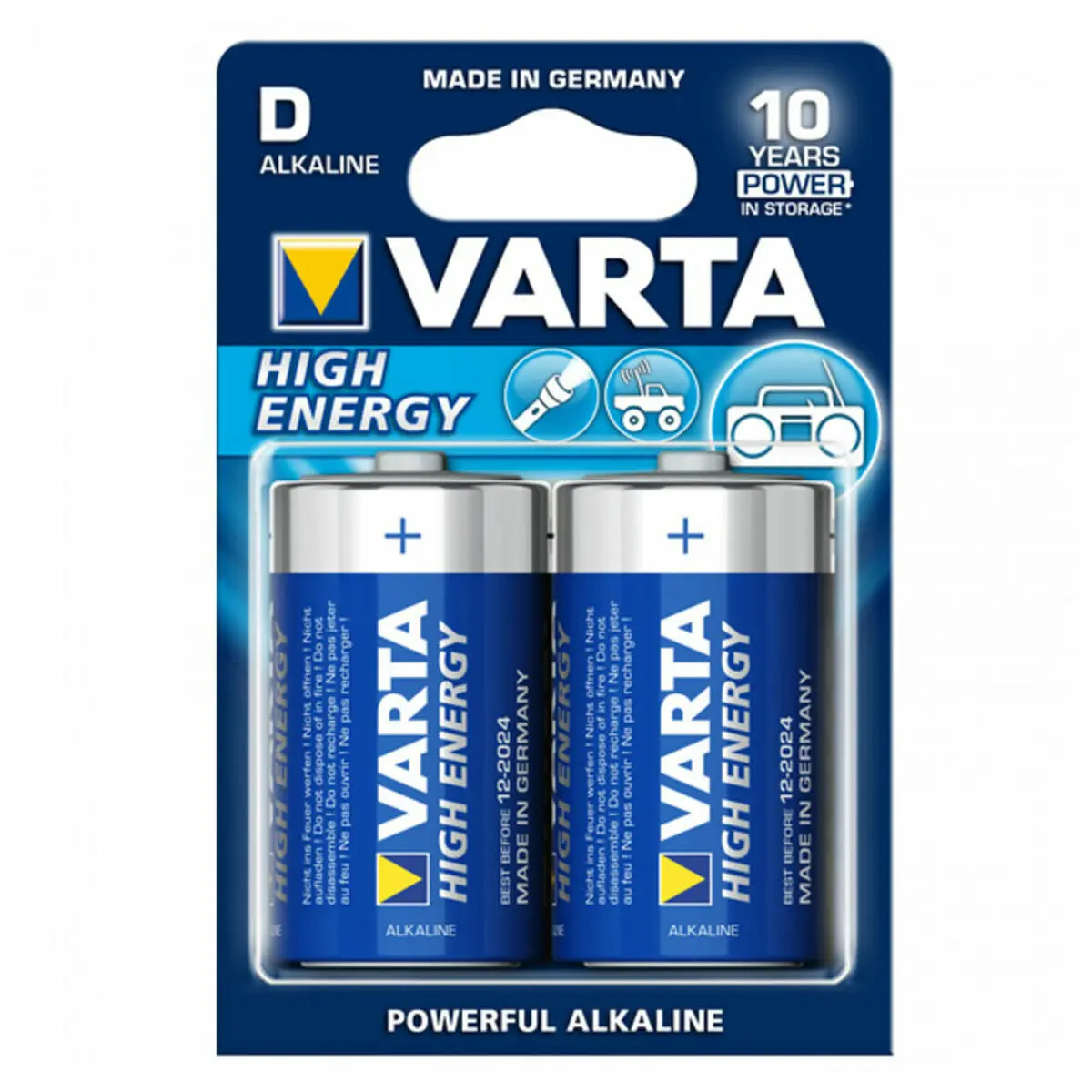 Batterie Varta LR20 D     2UD 1,5 V 16500 mAh High Energy (2 pcs) 2 Ah 1,5 V 2 Pezzi (10 Unità)