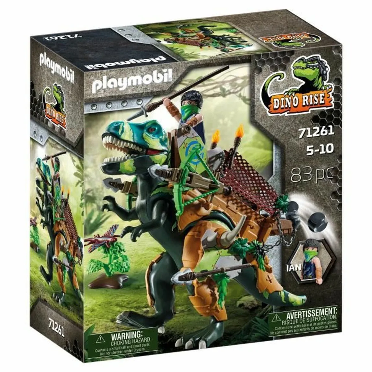 Playset   Playmobil Dino Rise - Tyrannosaurus and soldier 71261         83 Pezzi  