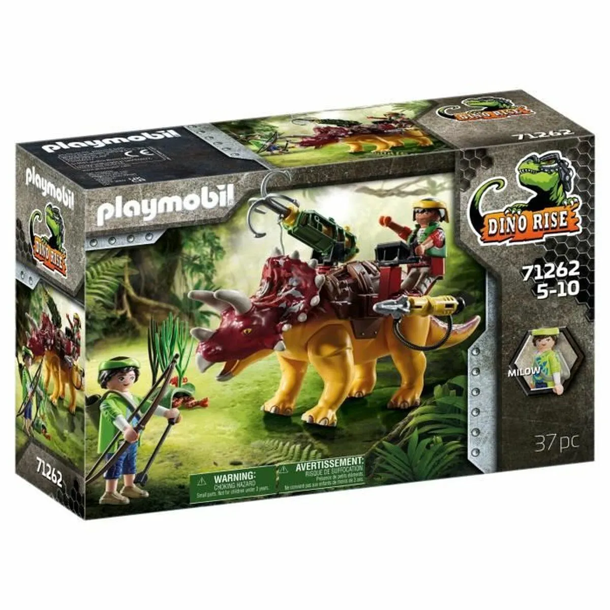 Playset   Playmobil Dino Rise - Tricératops and soldiers 71262         37 Pezzi  