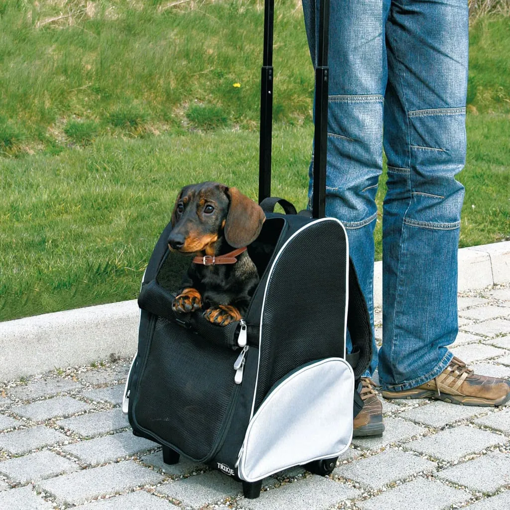 TRIXIE Zaino Trolley per Animali Domestici Nero e Grigio