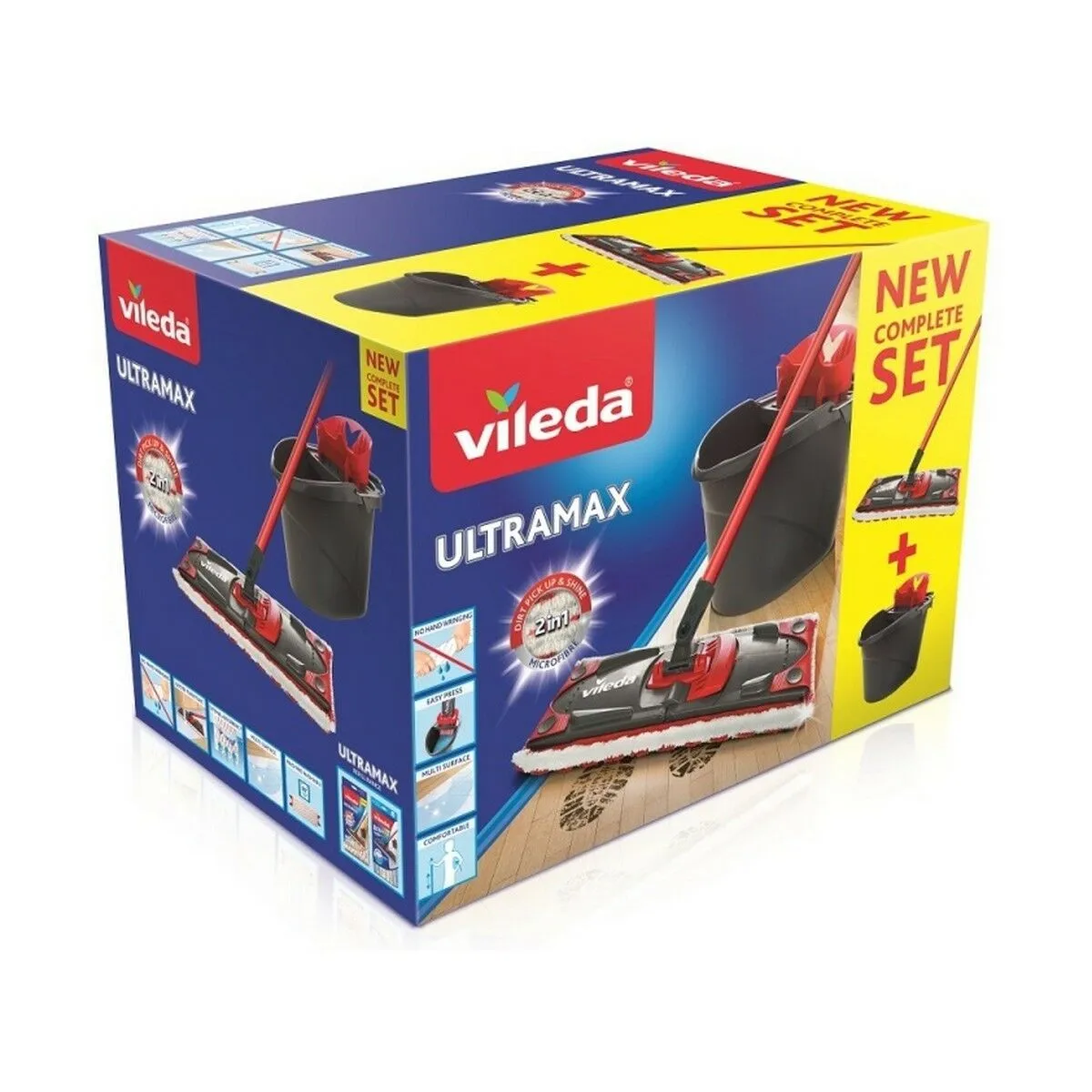 Mocio con Secchio a Doppia Azione Vileda Ultramax Mop Set Nero