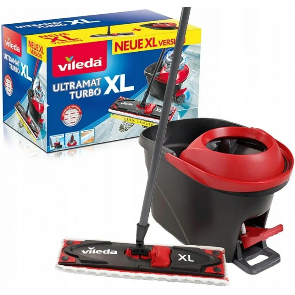 Mop with Bucket Vileda Ultramat Turbo XL Nero Rosso Microfibra