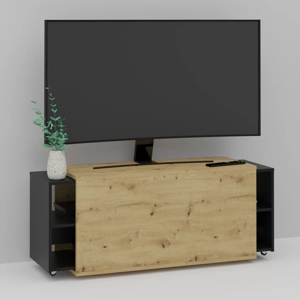 FMD Mobile Unità TV 194,5x39,9x49,2 cm Rovere Artigianale e Nero