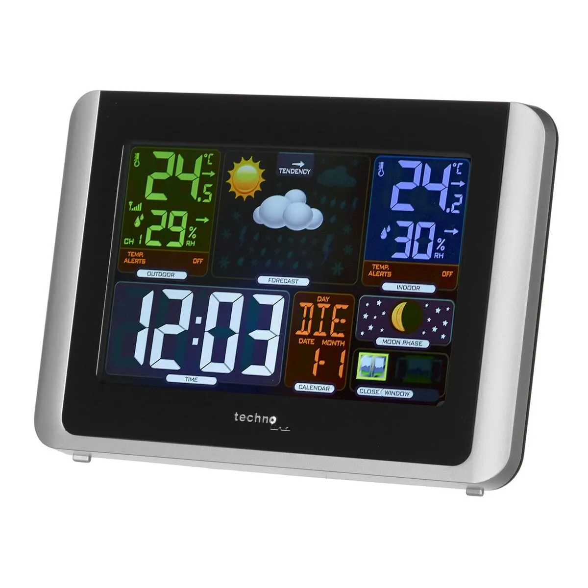 Stazione Meteorologica Multifunzione Techno Line WS6442 Nero Argentato Sì