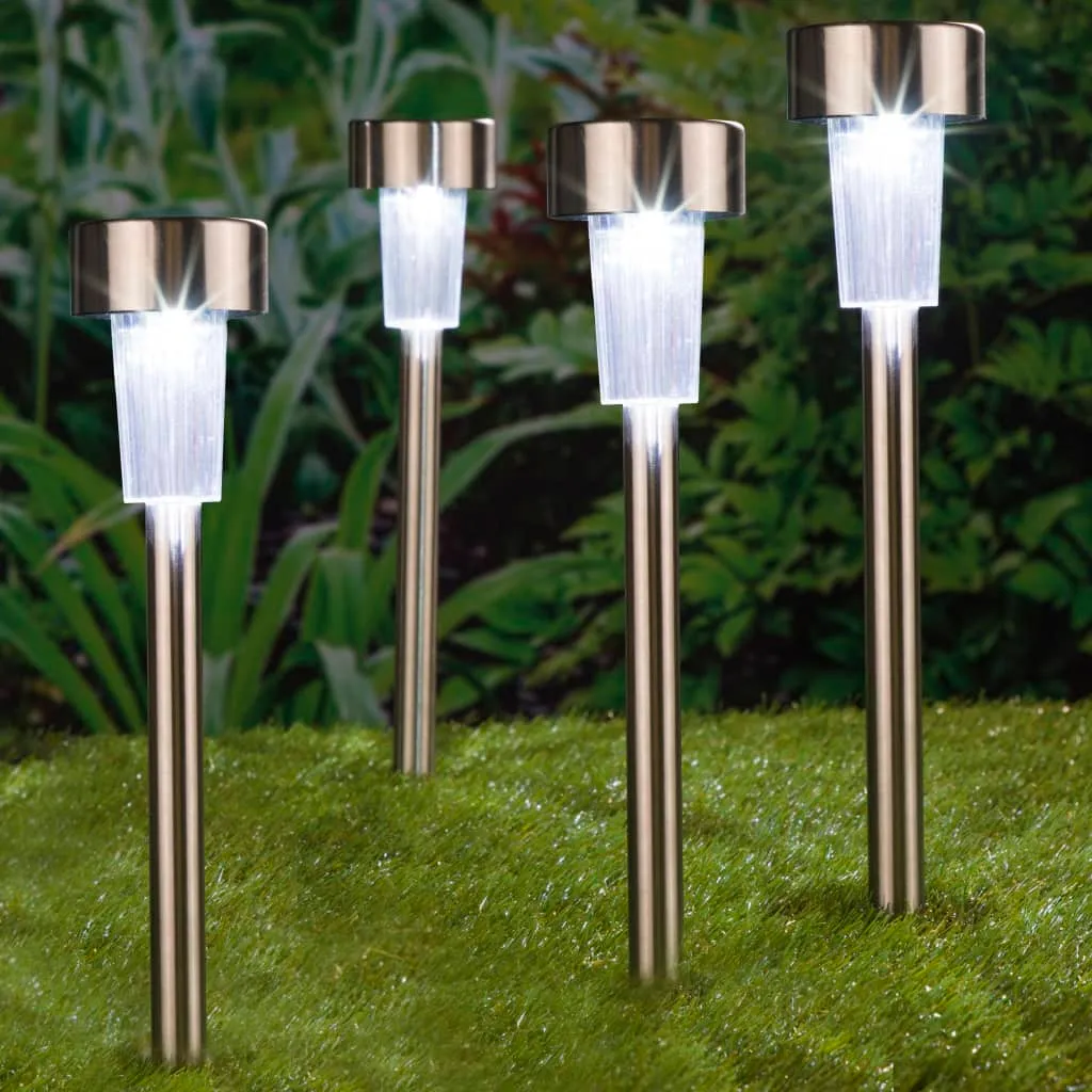 HI Lampade Solari a LED da Giardino 4 pz in Acciaio Inox 36 cm