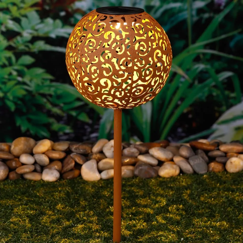 HI Lampada Solare a LED per Esterni a Sfera 18 cm in Metallo Marrone