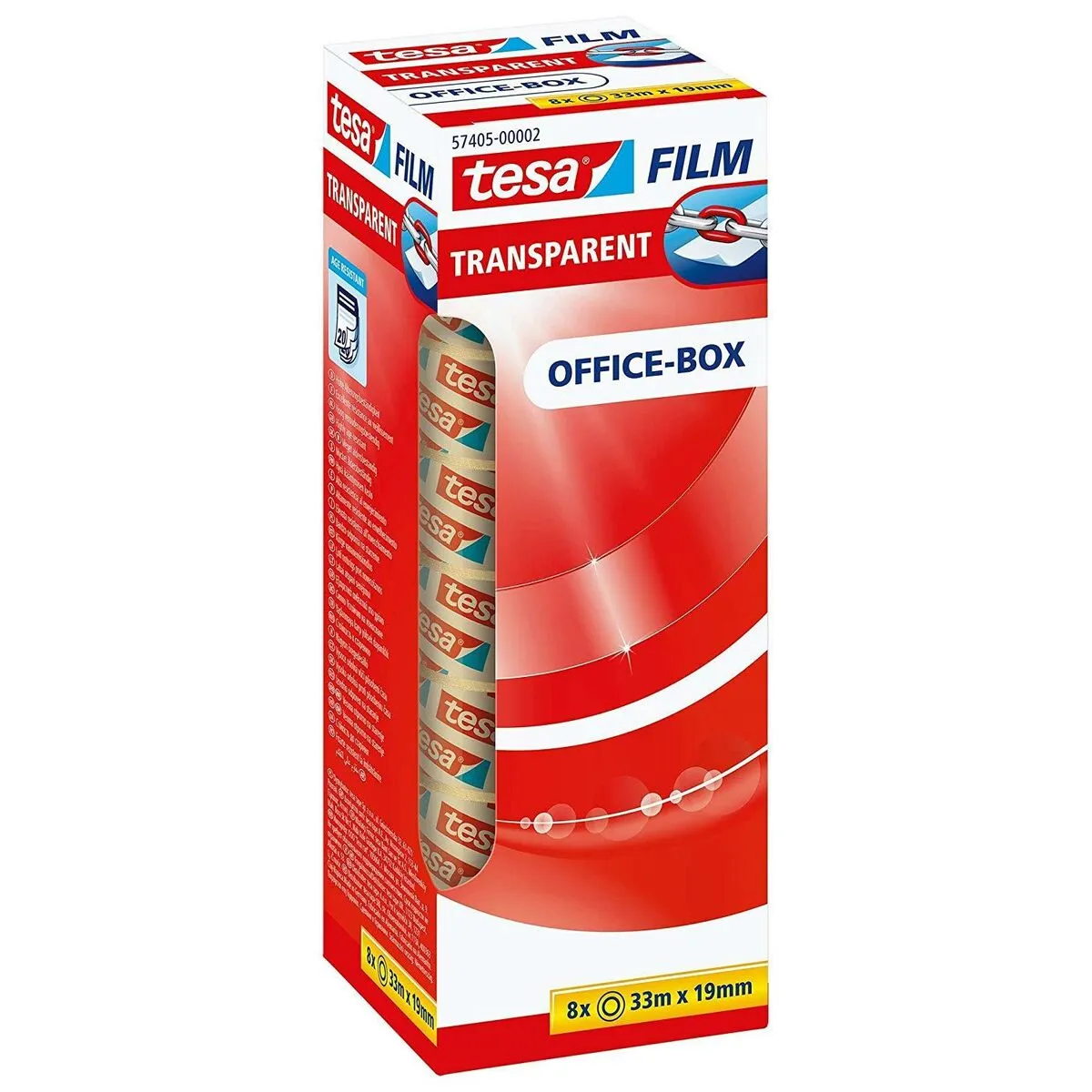 Nastro Adesivo TESA Office-Box Trasparente polipropilene Plastica 8 Pezzi 19 x 33 mm