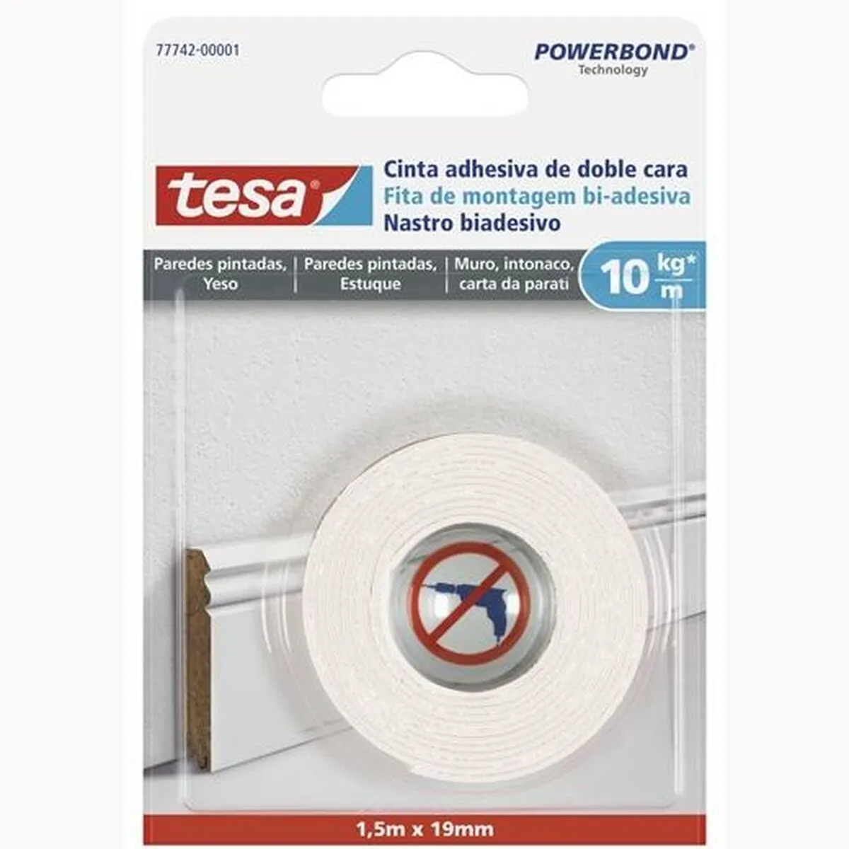 Nastro biadesivo TESA 19 mm 1,5 m Bianco