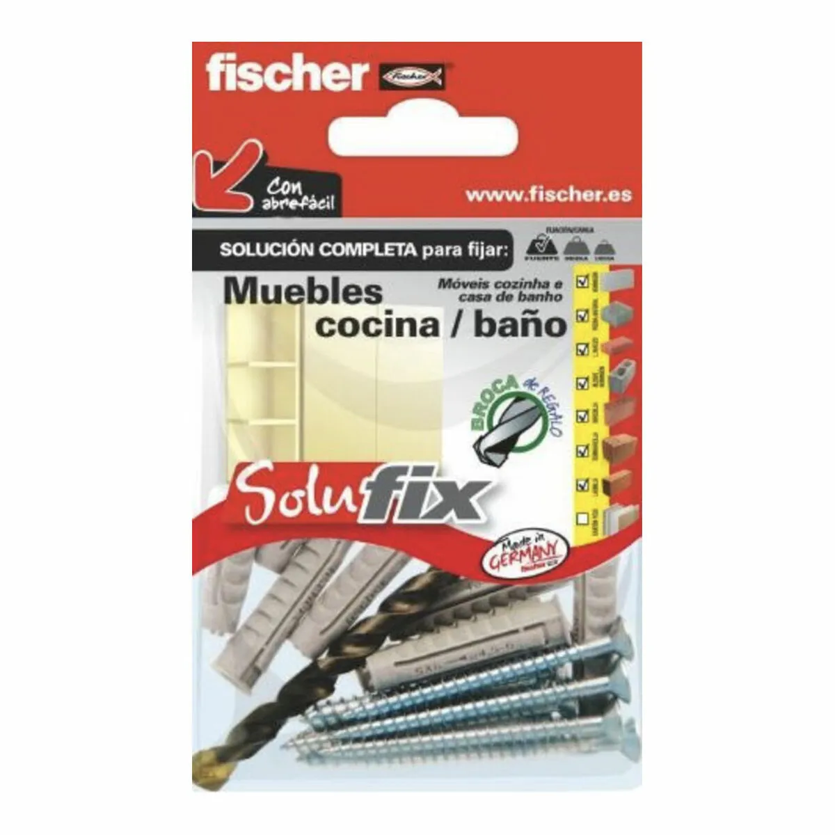 Kit di fissaggio Fischer Solufix 502692 Mobili Cucina Bagni 17 Pezzi