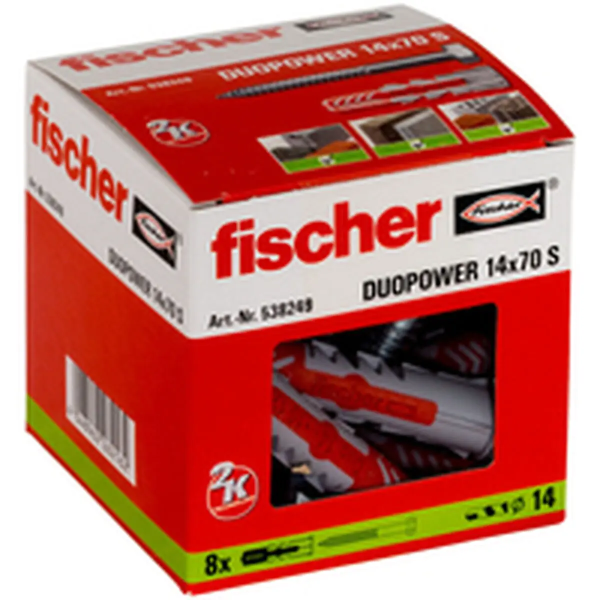 Dadi e viti Fischer DUOPOWER 538249 Ø  14x70 mm (8 Unità)