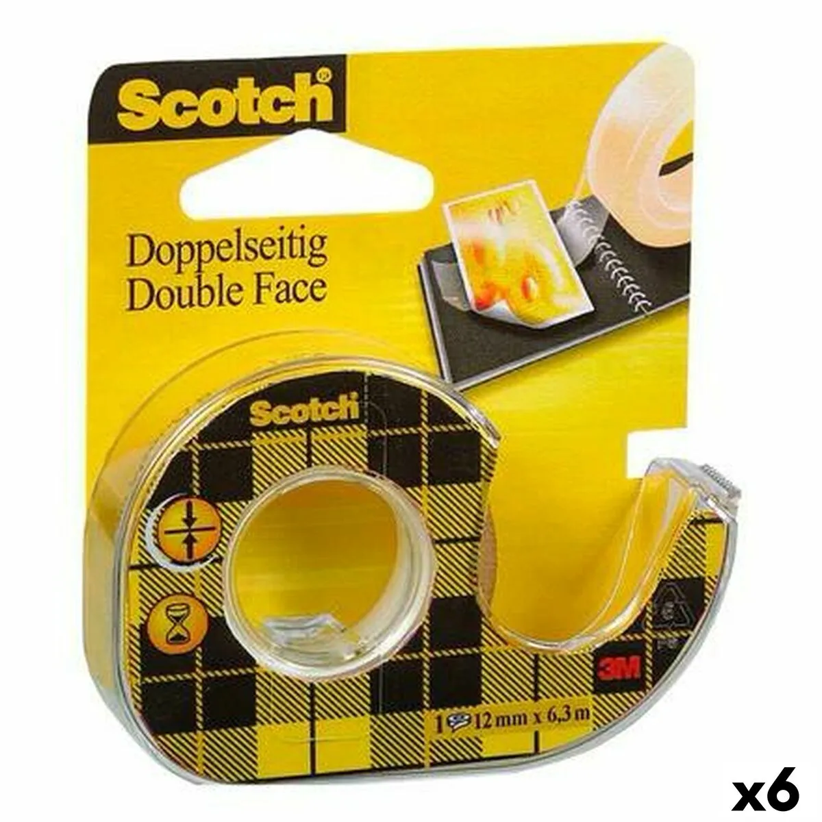 Nastro biadesivo Scotch 12 mm x 6 m (6 Unità)