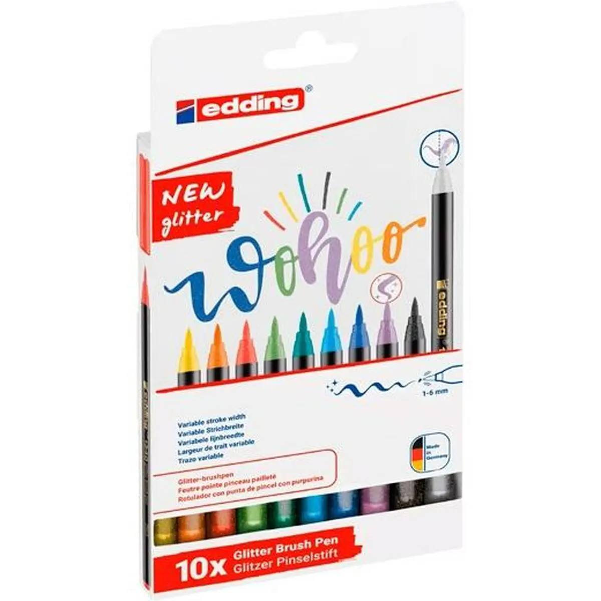 Pennarelli Edding 1340 Glitter Brush Multicolore 10 Pezzi