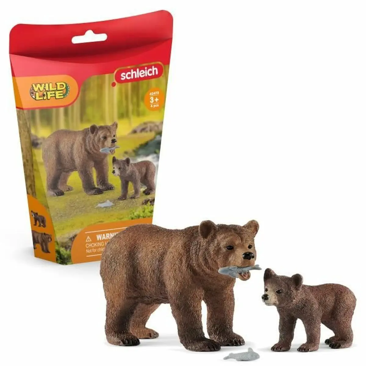 Statua Schleich 42473 Maman grizzly avec ourson Plastica