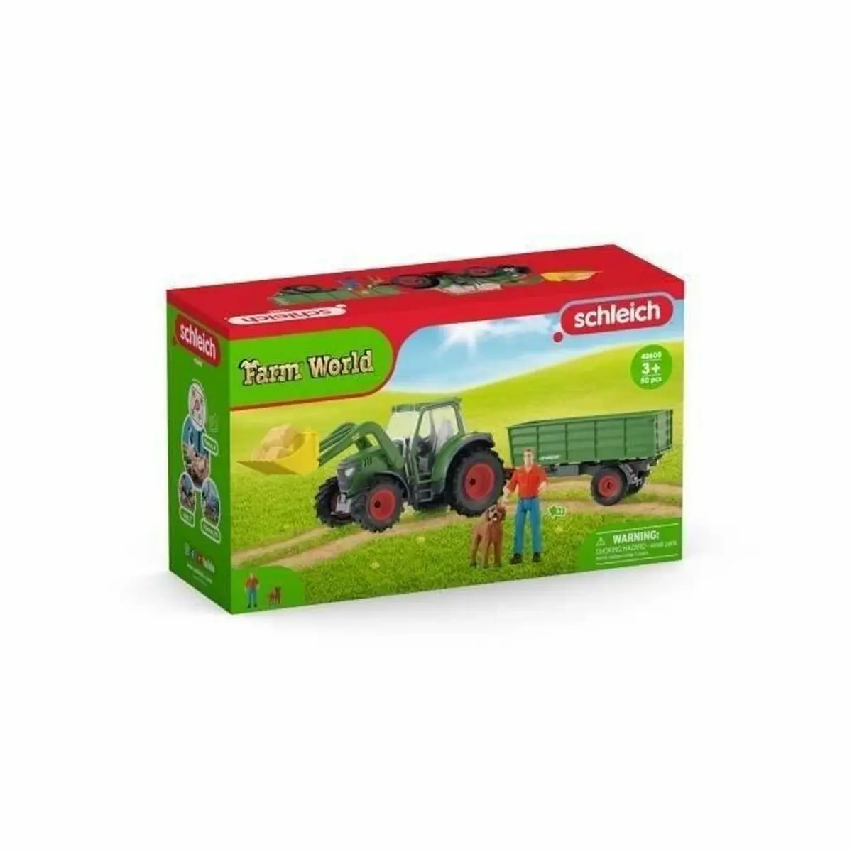 Statuetta Articolata Schleich Tracteur avec remorque