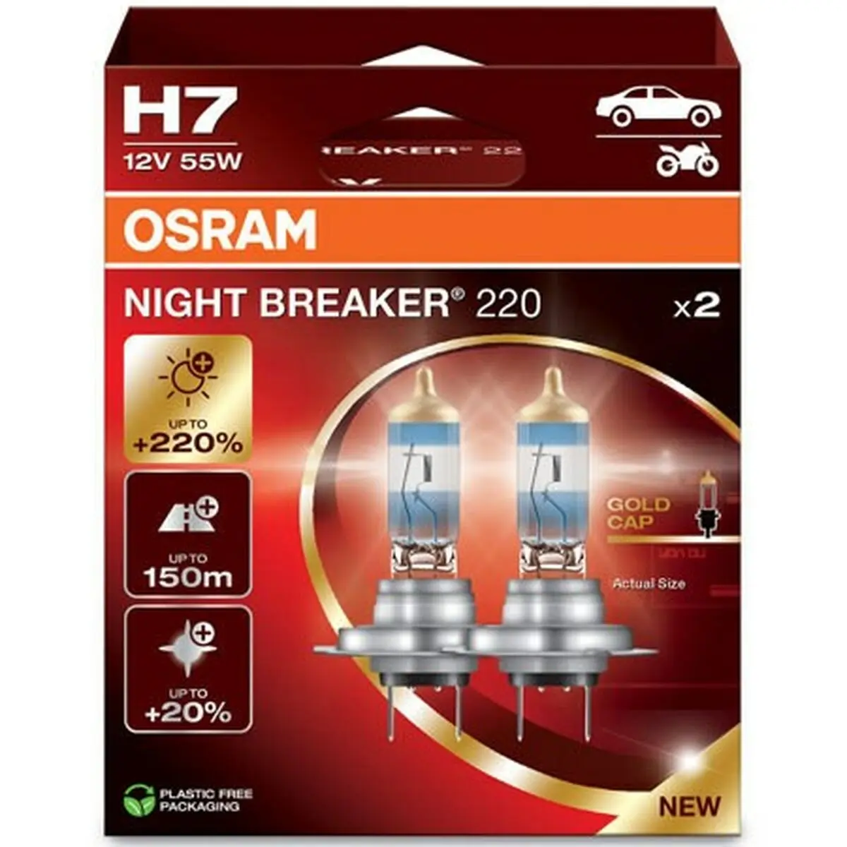 Lampadina per Auto Osram NIGHT BREAKER 220 58 W 55 W PX26D 3550 K 12 V (2 Unità)