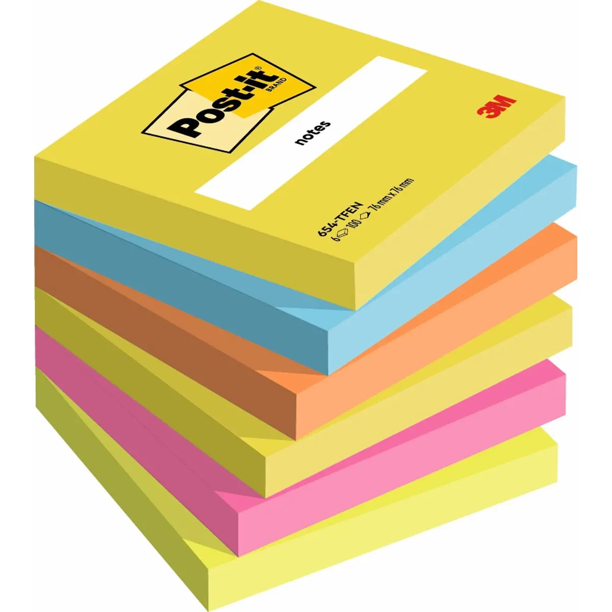 Note Adesive Post-it 654-TFEN 76 x 76 mm A7 Standard (6 Unità)