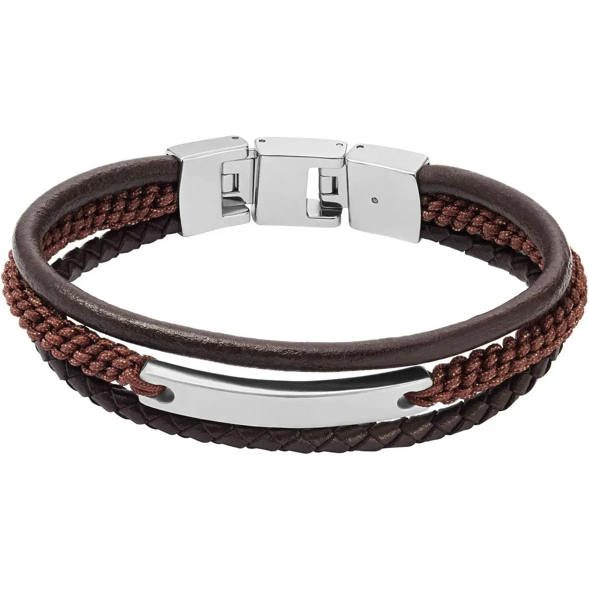 Bracciale Uomo Fossil JF04341040 Pelle Metallo