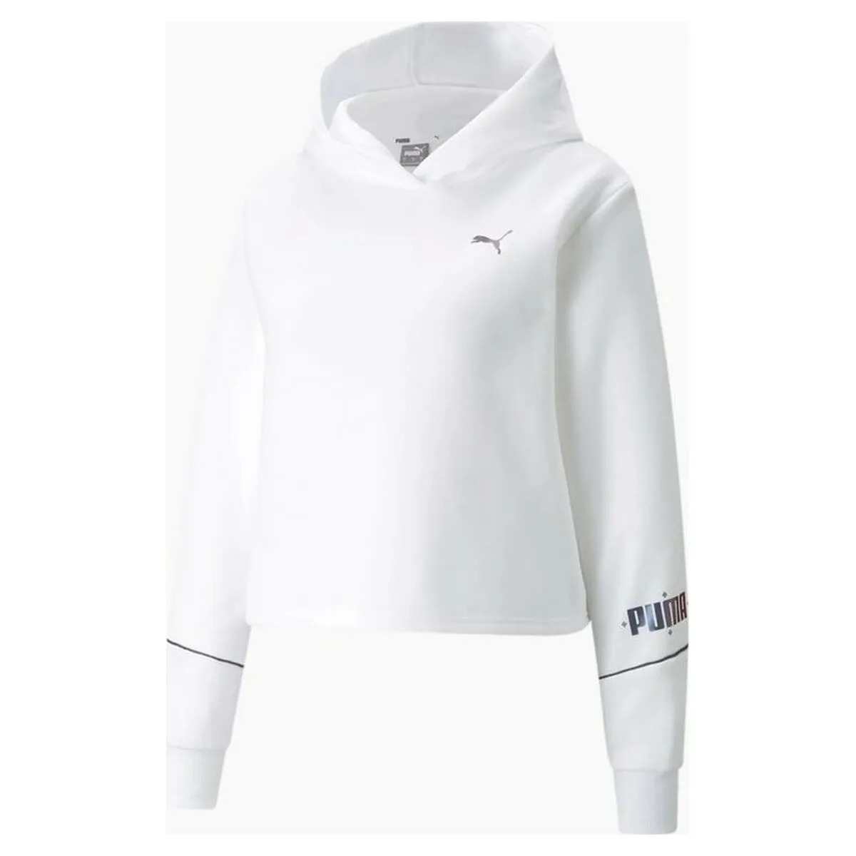 Felpa con Cappuccio Puma Cropped Hoodie Bianco