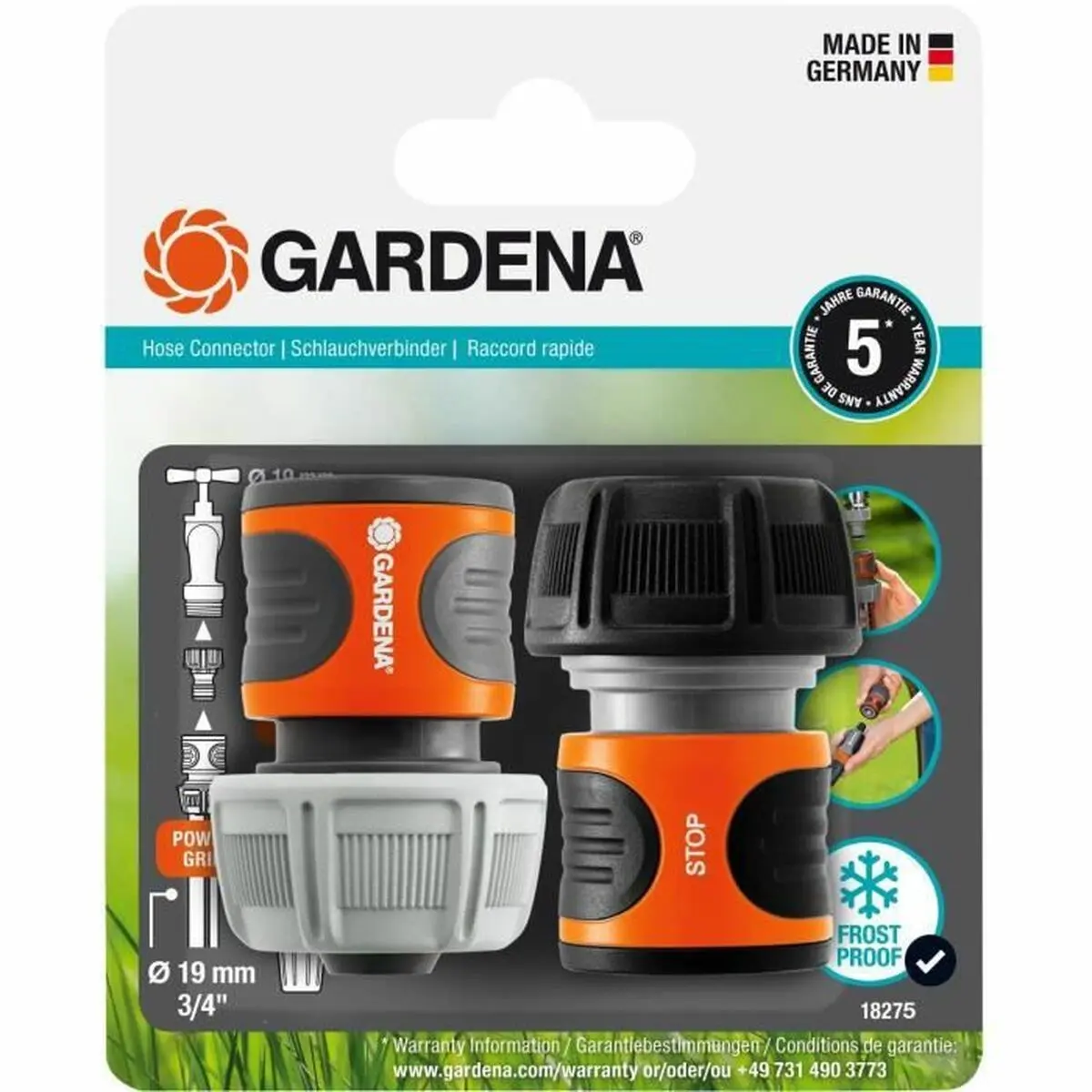 Connettore tubo Gardena Aquastop 18275-20 2 Unità