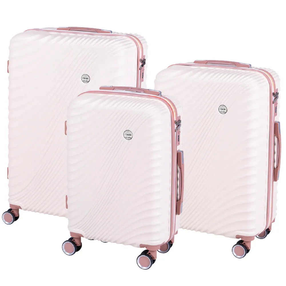 Set 3 Valigie Rigide con Ruote Easy Roll Trolley Bagaglio Mano Viaggio Rosa Gold (1)