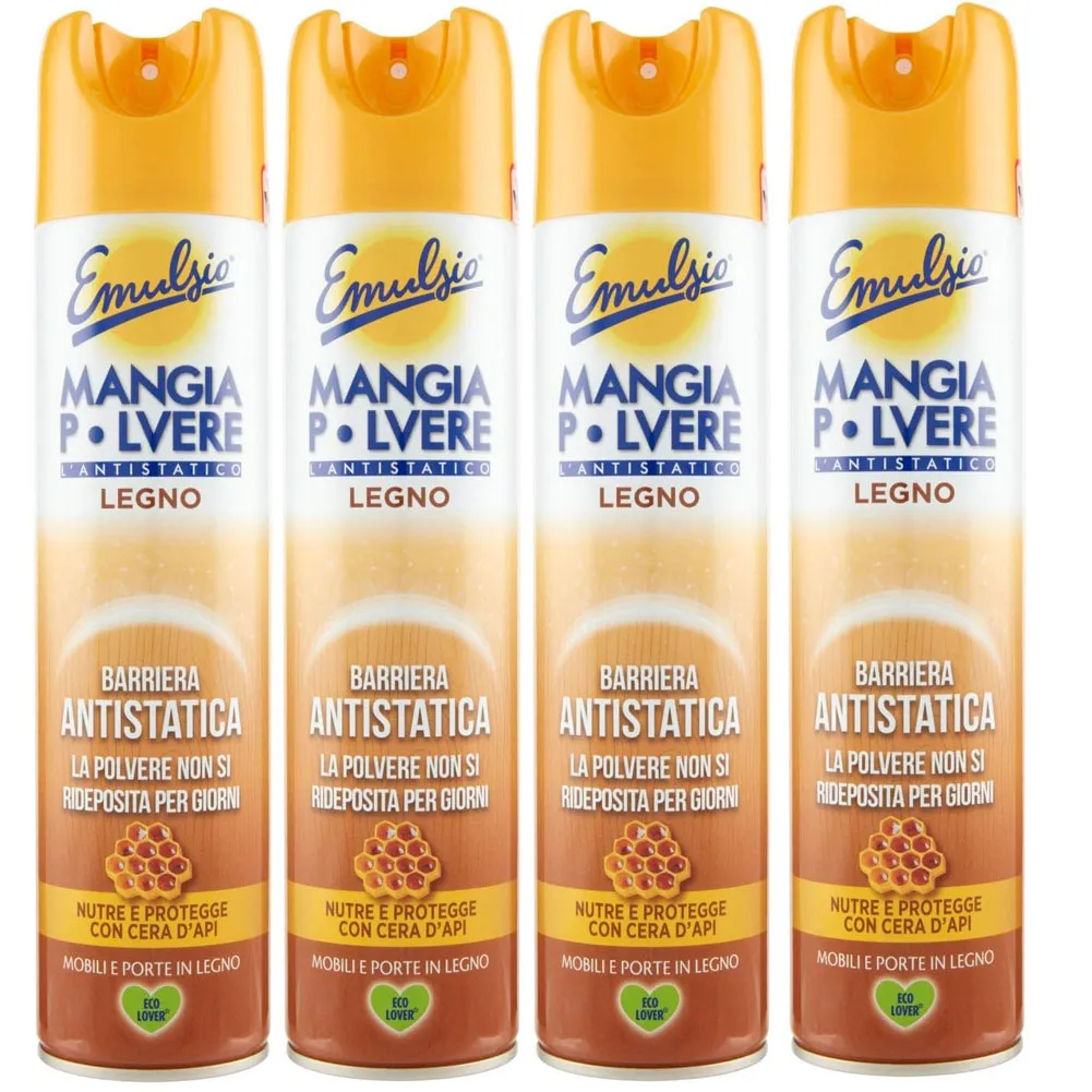 4 x Emulsio Mangiapolvere 300 ml Antistatico con cera d'api (4 x 300 ml)