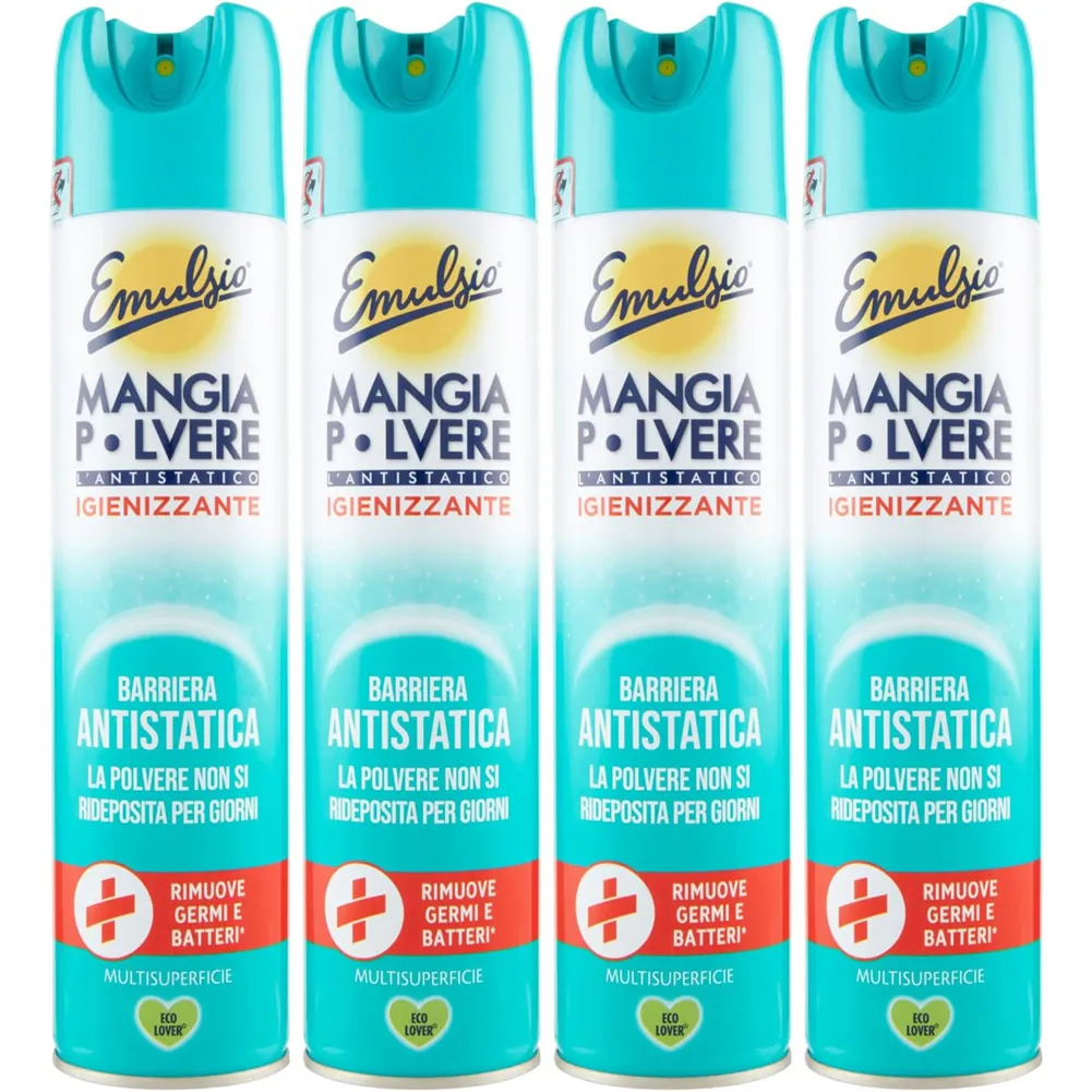 4 x Emulsio Mangiapolvere 300 ml Antistatico Igienizzante (4 x 300 ml)