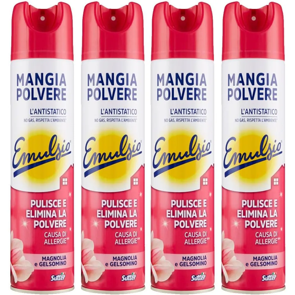 4 x Emulsio Mangiapolvere 300 ml Antistatico Magnolia e Gelsomino (4 x 300 ml)