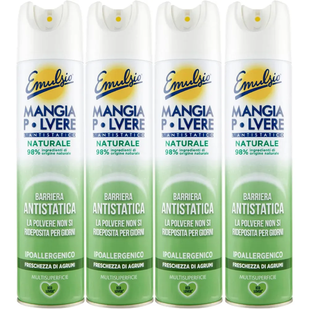 Emulsio Mangiapolvere 300 ml Antistatico Freschezza di Agrumi (4 x 300 ml)