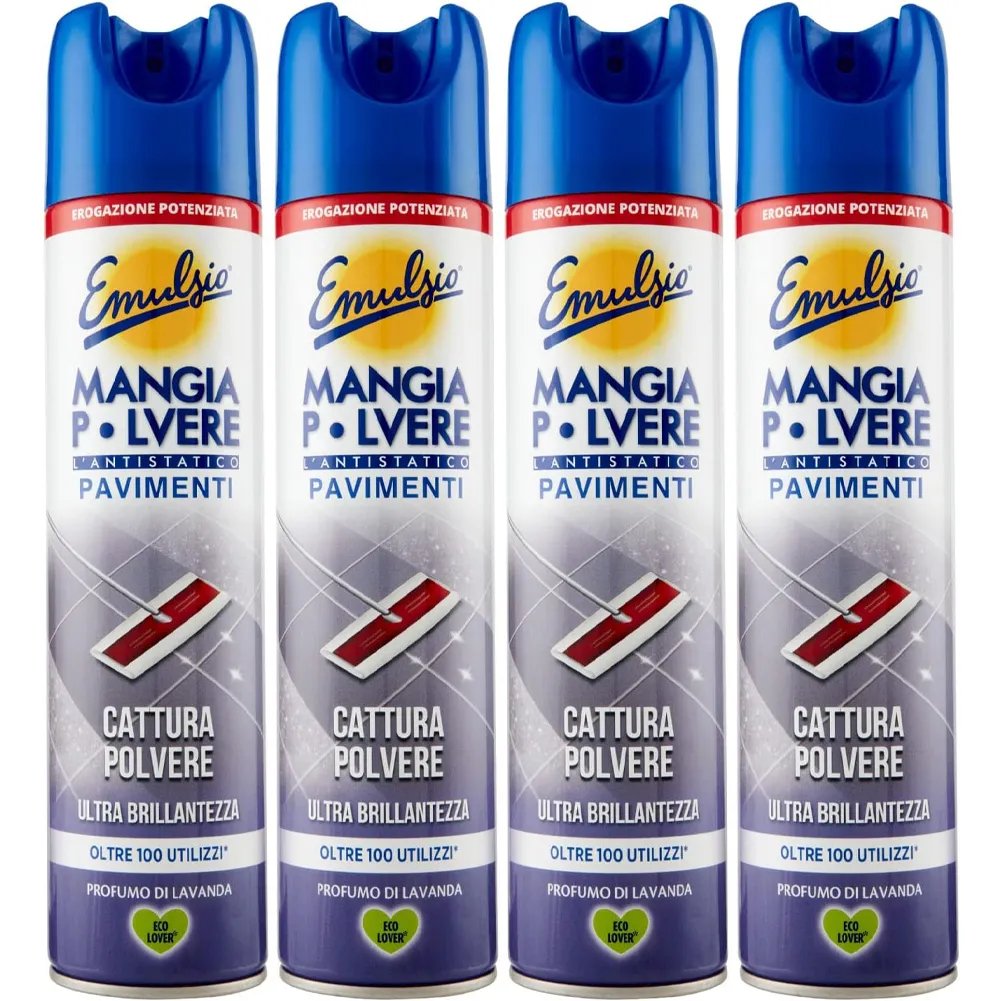 4 x Emulsio Mangiapolvere Antistatico Ultra Brillantezza alla Lavanda (4x300ml)