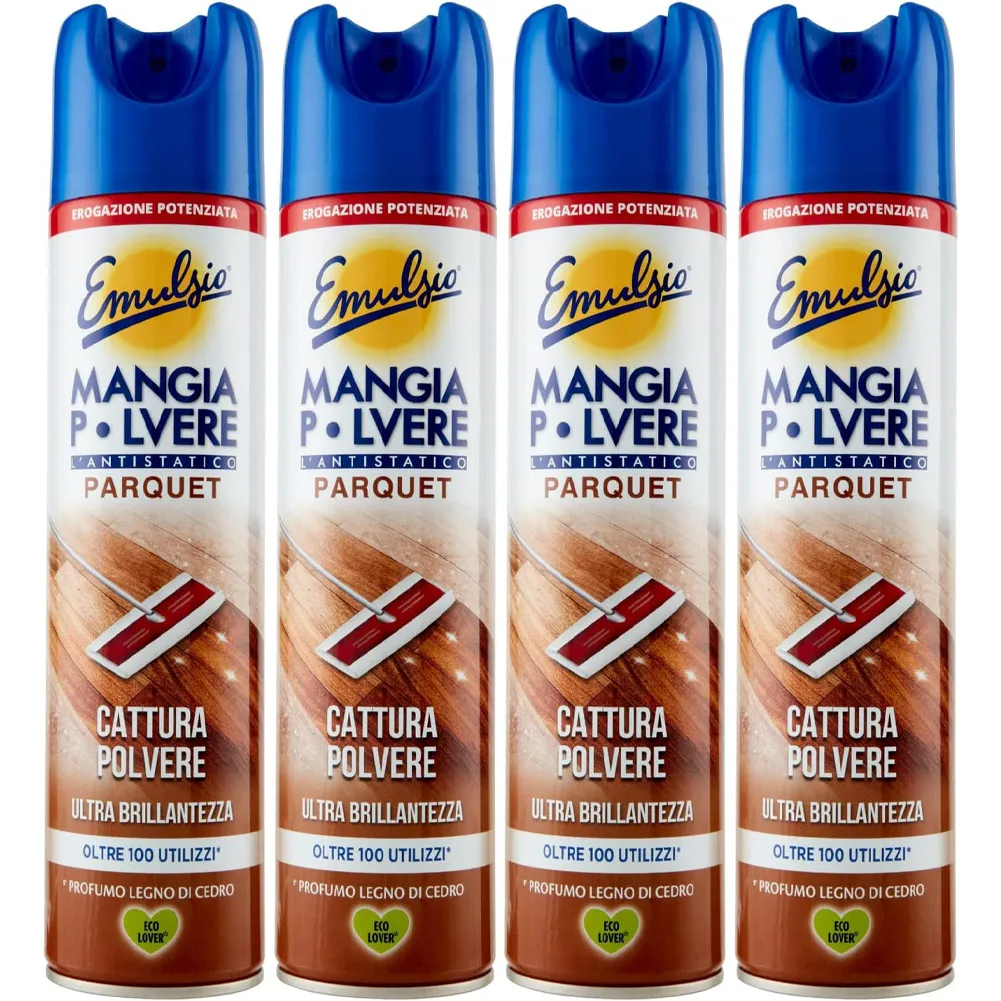 4x Emulsio Mangiapolvere Antistatico Ultra Brillantezza Legno di Cedro (4x300ml)