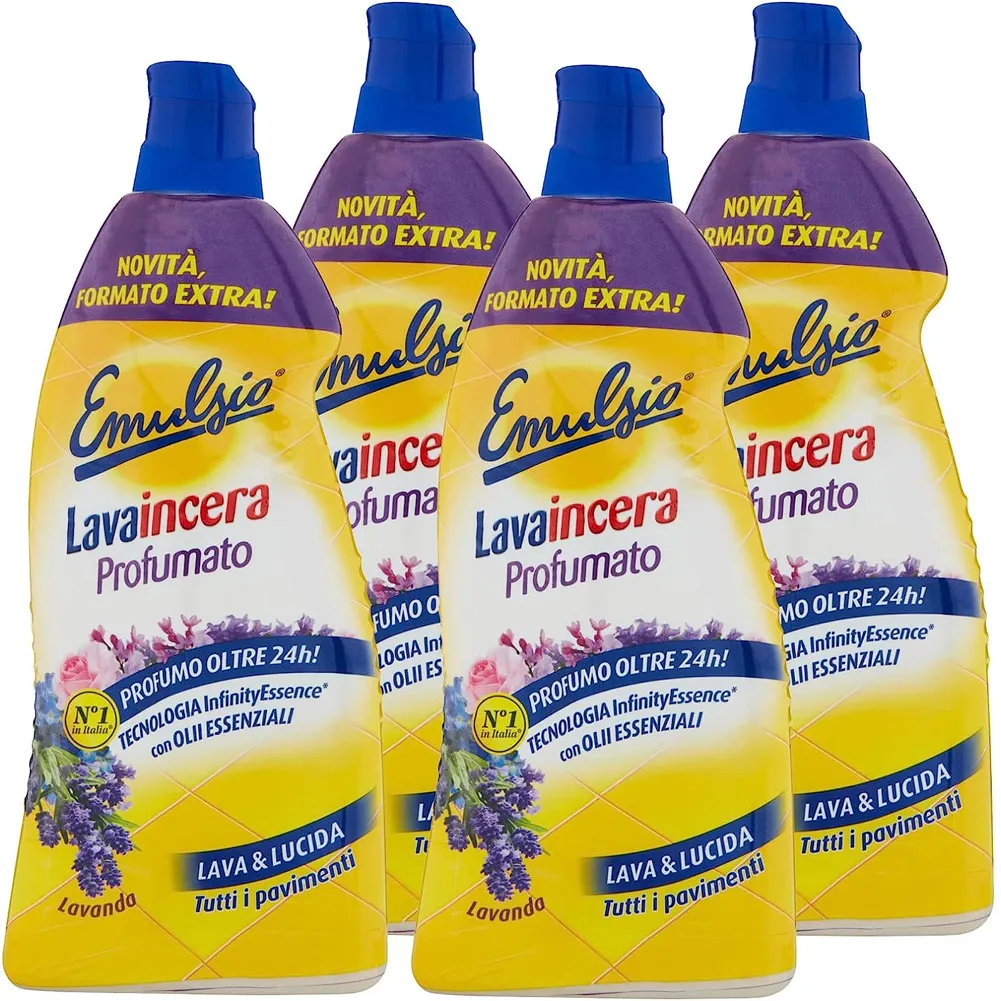 4x Emulsio Lavacera Profumato per Parquet con Olii Essenziali Lavanda (4x950ml)