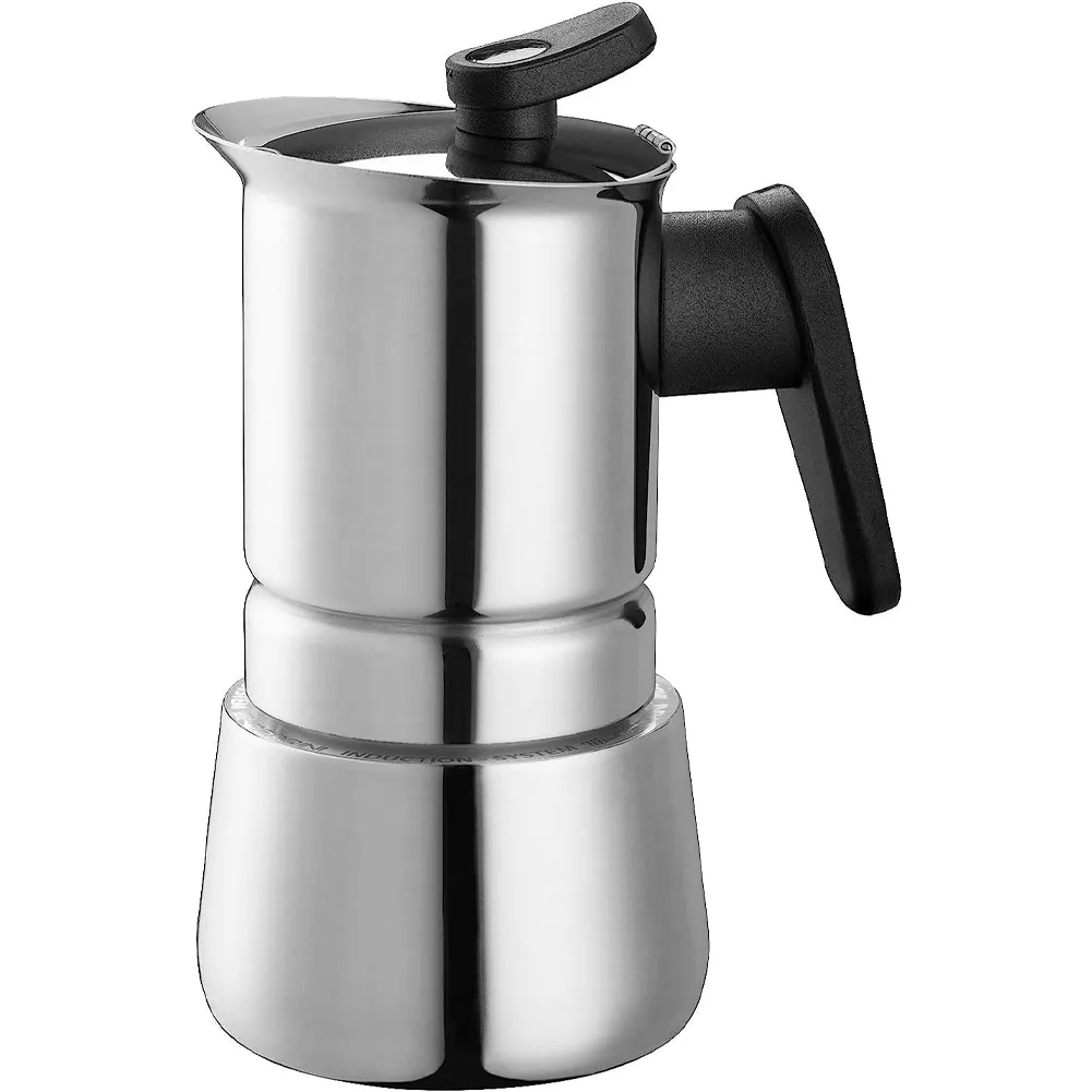 Caffettiera Moka 2 Tazze in Acciaio Inox Macchinetta Caffe per Induzione Pedrini