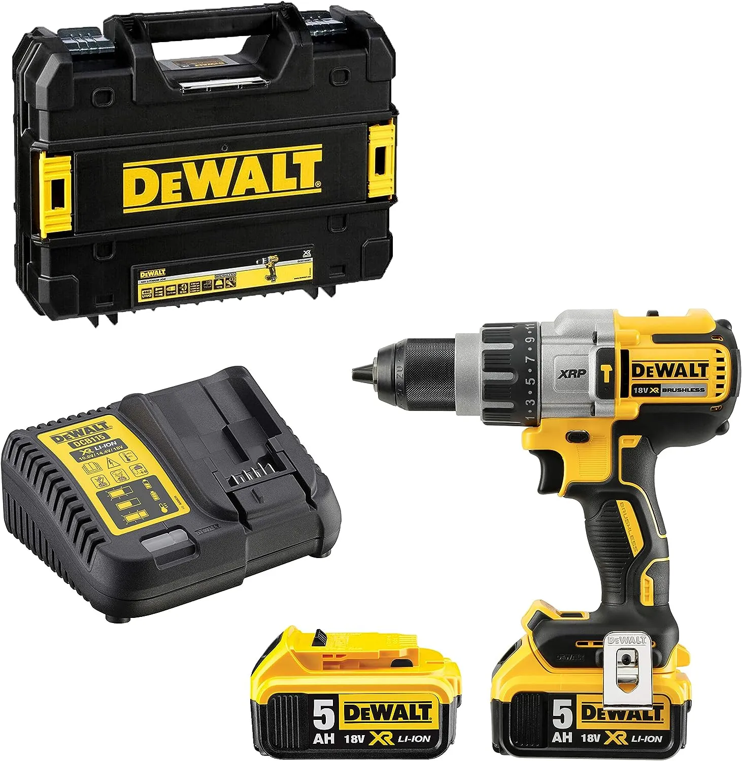 DeWalt Trapano avvitatore a percussione DCD996P2, 3 velocità, 5.0 Ah con doppia batteria 18 V e valigetta