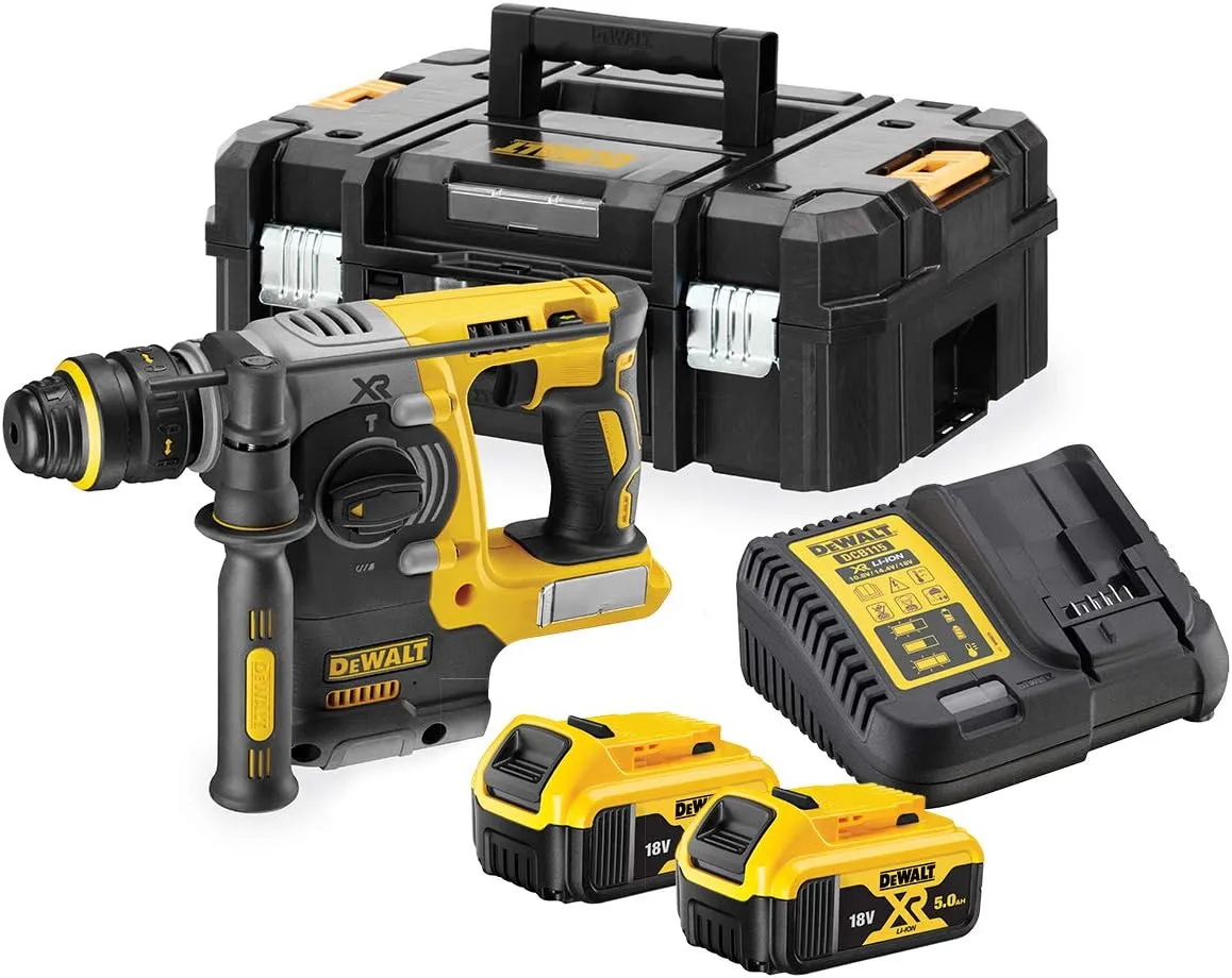 DeWalt Tassellatore a percussione SDS Plus 5.0 Ah con doppia batteria e valigetta DCH273P2T-QW