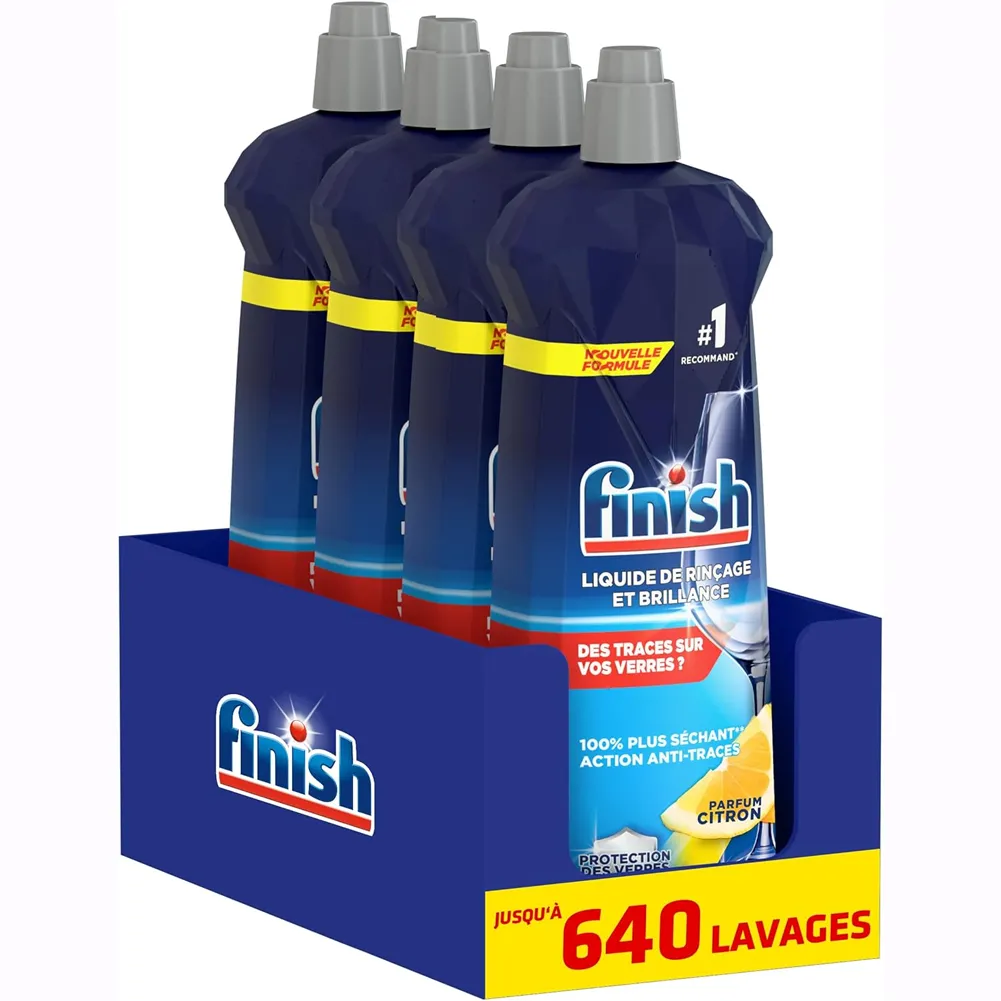 4x800ml Finish Brillantante Lavastoviglie Brillantante Additivo Fragranza Limone