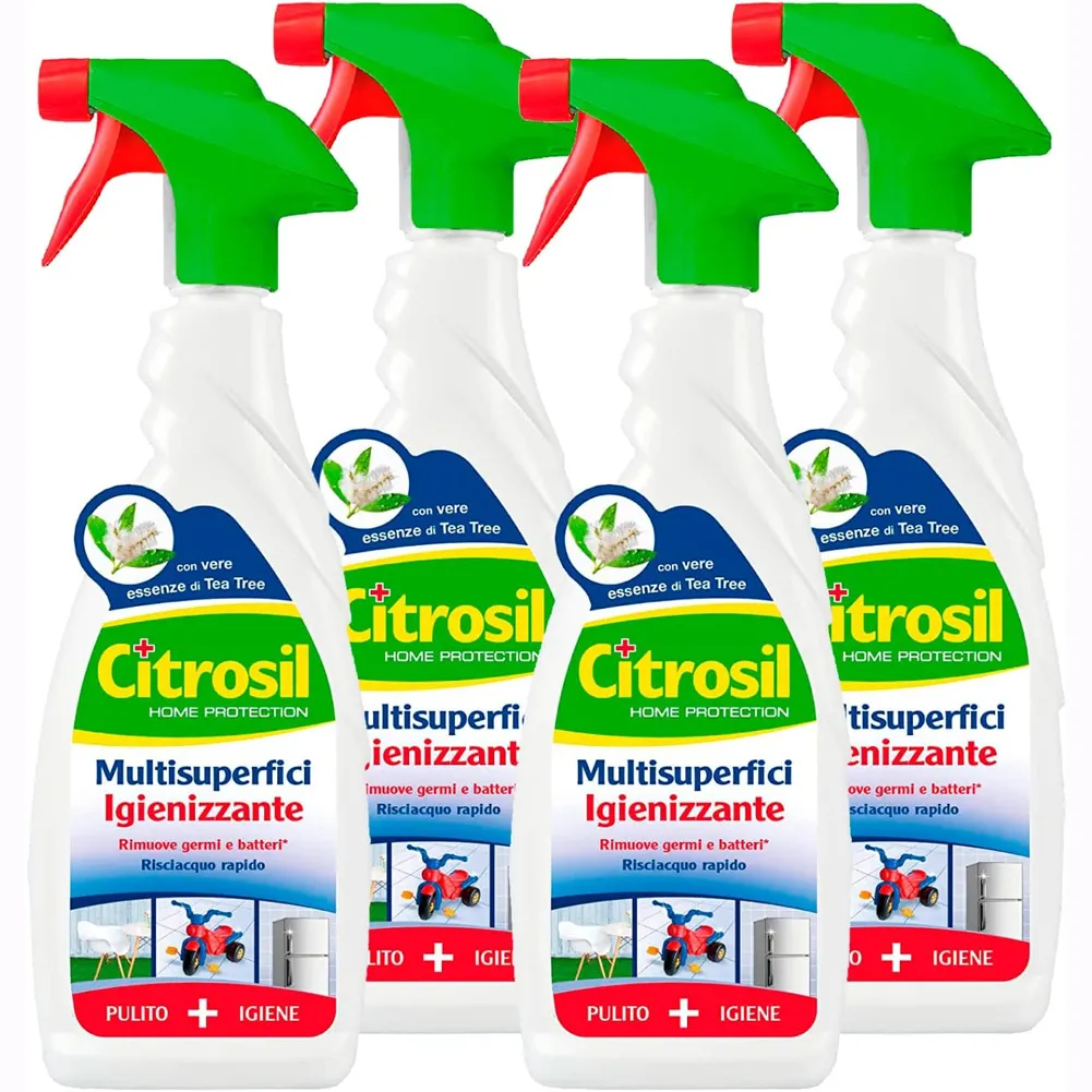 4x650ml Citrosil Home Protection Spray Igienizzante Multiuso Essenze Tea Tree