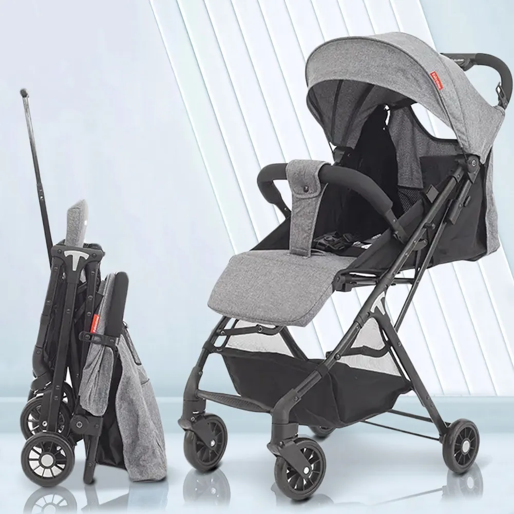 Passeggino Pro Ultra Leggero Grigio Chiusura Facilitata Salvaspazio Portata 15kg