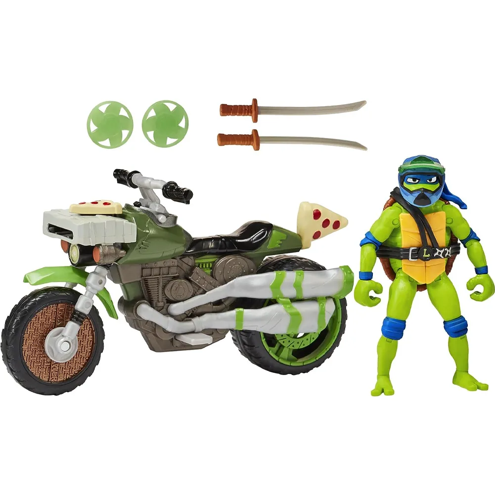 Tartarughe Ninja Mutant Mayhem Veicolo e Leonardo 11.5 cm Articolato Idea Regalo