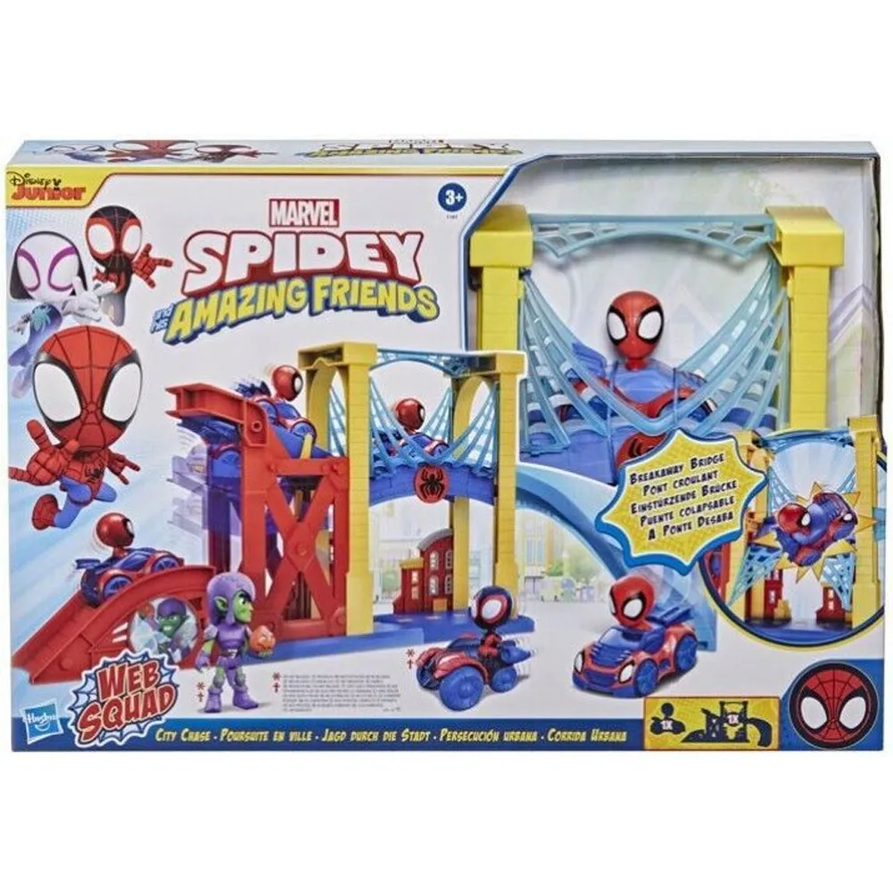 Marvel Spidey Amazing Friends Web Squad Playset Città con Ponte Idea Regalo