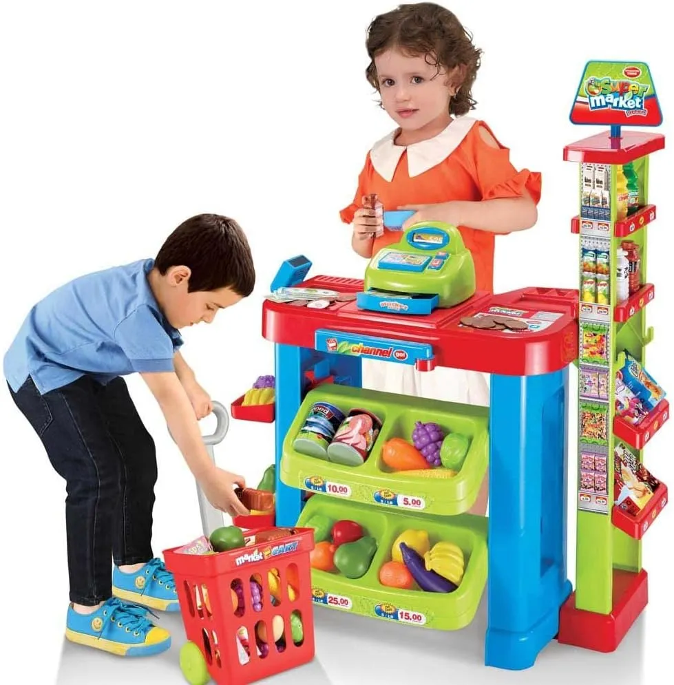 Supermercato Giocattolo per Bambini Supermarket Registratore Cassa 70 Accessori