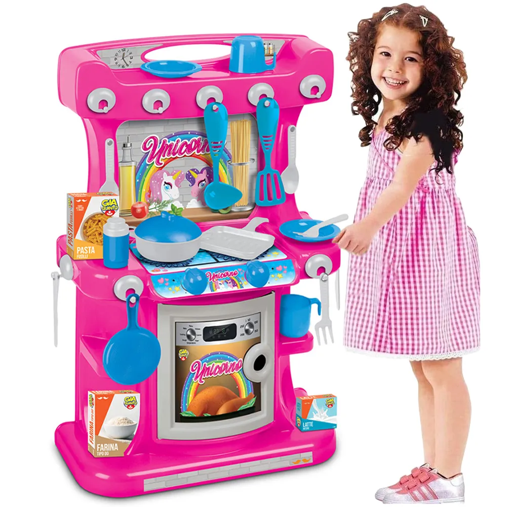 Cucina Giocattolo per Bambini Modello Unicorno con Accessori Gioco Idea Regalo