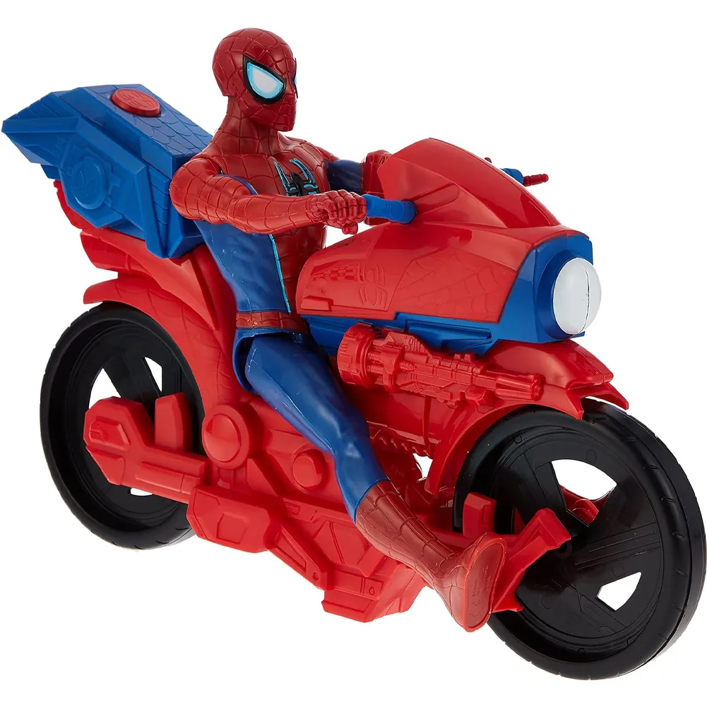 Spiderman Titan Power con Moto Action Figure 30 cm con Luci e Suoni Idea Regalo