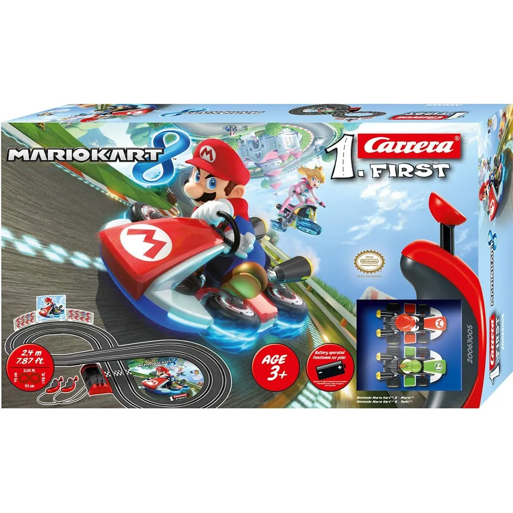 Super Mario Kart Carrera Pista Elettrica da 2,40 Metri e 2 Modellini Idea Regalo