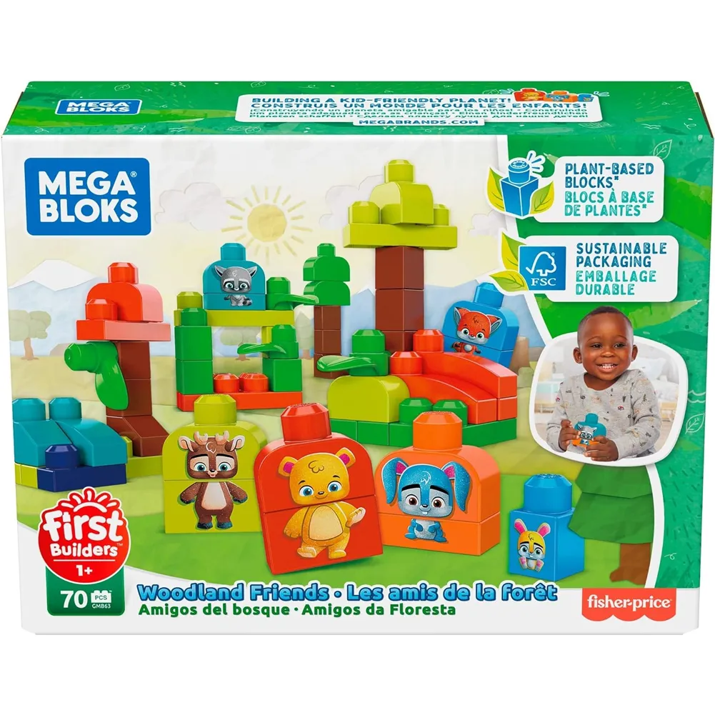 Mega Bloks First Builders Amici del Bosco Bio Contiene 70 Blocchi da Costruzione