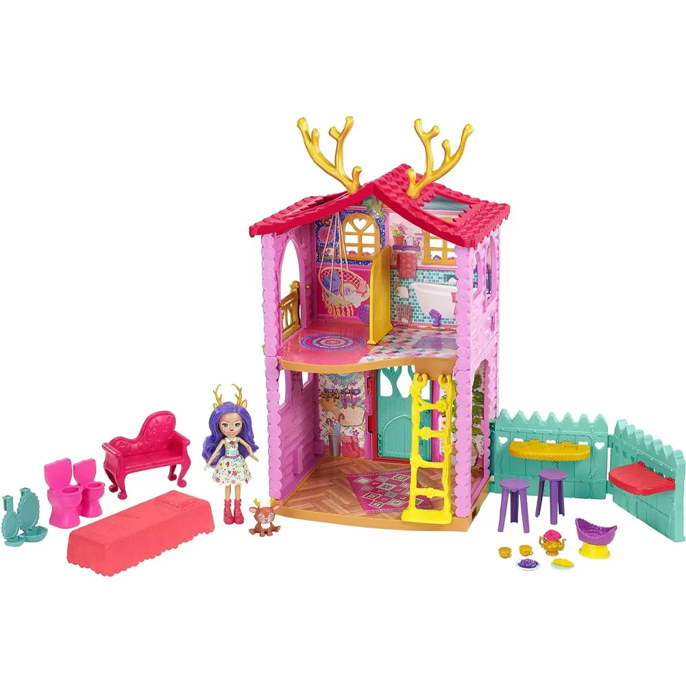 Enchantimals Playset Casa dei Cerbiatti Bambola Danessa il Cerbiatto e Cucciolo