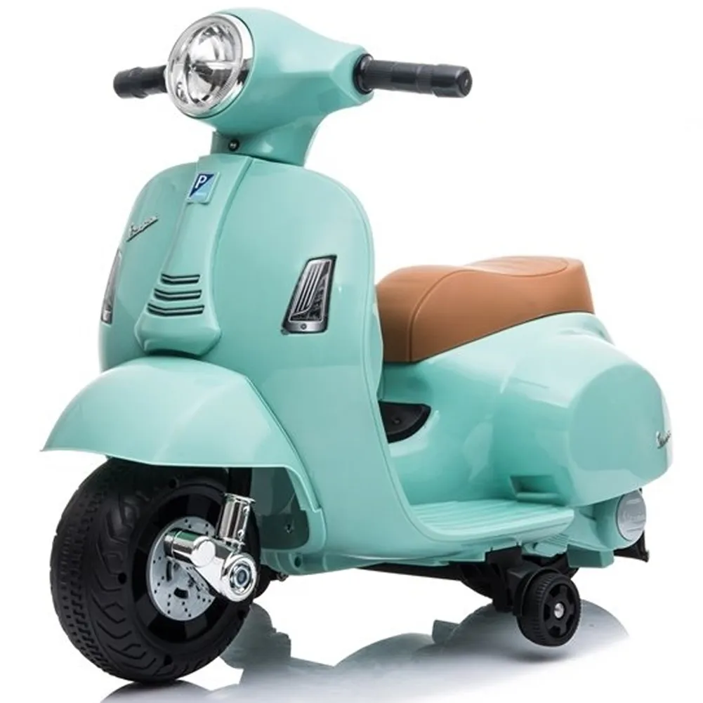 Vespa Elettrica Piaggio 6 Volt per Bambini con Fari e Clacson Colore Verde