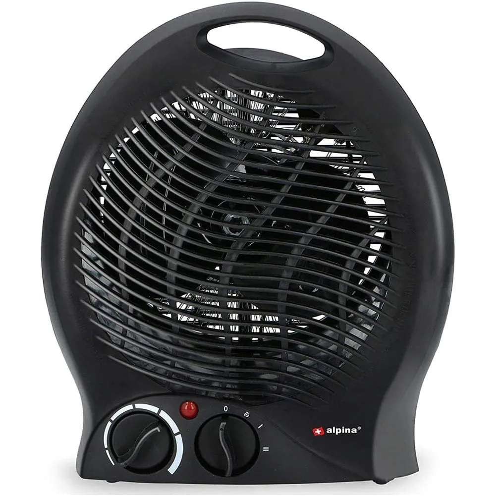 Caldobagno Potenza 2000 Watt con Termostato Regolabile Nero Caldo Freddo