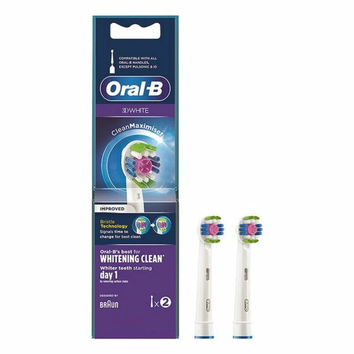 Testina di Ricambio 3D White Whitening Clean Oral-B 109143005 (2 pcs) Bianco 2 Unità