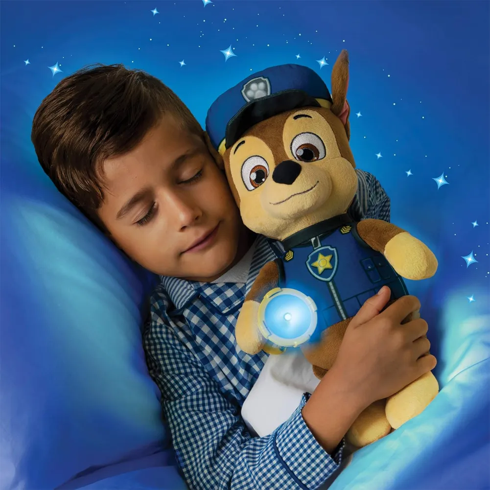 Paw Patrol Peluche Chase Buonanotte con Torcia e Suoni dai 3+ Anni Idea Regalo