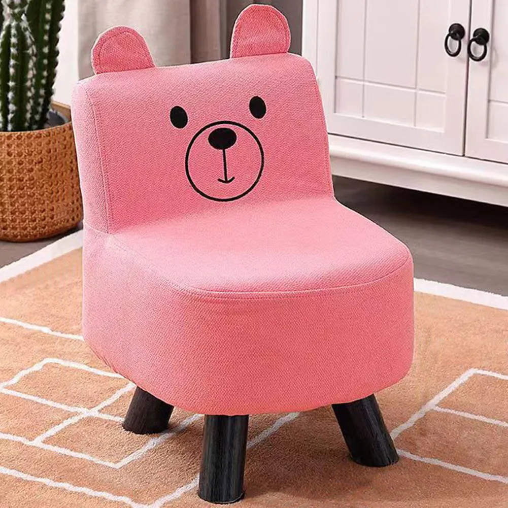 Sedia per Bambini Poltrona Design Orsetto Poggiapiedi Sgabello Morbido Rosa